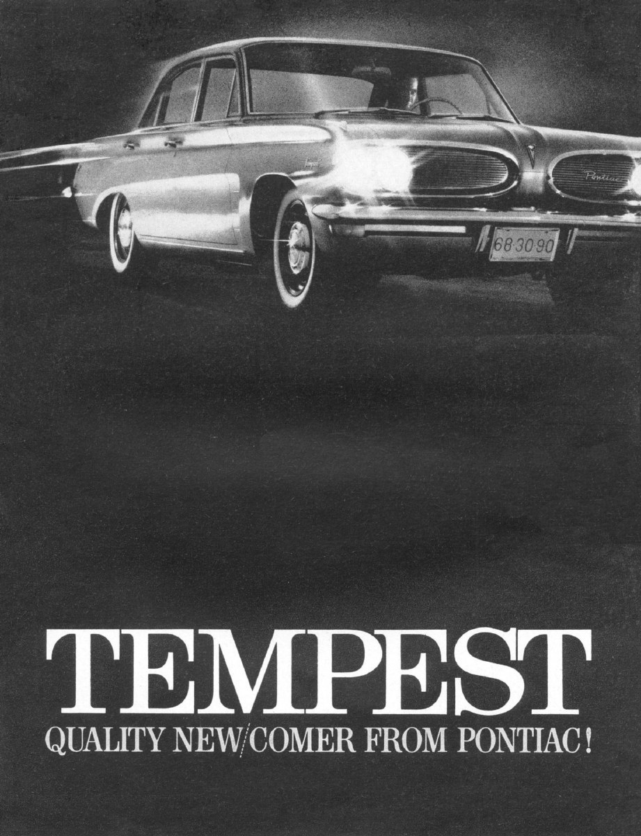 Black-and-white cover of Pontiac’s original 1961 Tempest sales brochure.